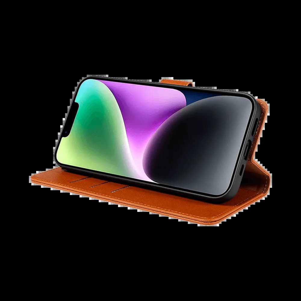 Housse folio anti-RFID iPhone 14 – PROTECT IP011 Marron - Vue 3