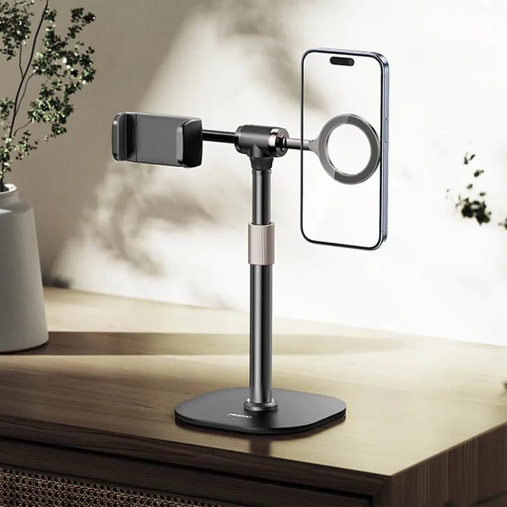 Support double smartphone Yesido - trépied de bureau magnétique et à pince Noir - Vue 3