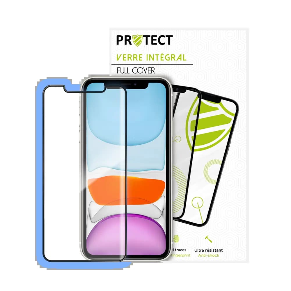Verre trempé intégral 5D 9H – Protection écran compatible Apple iPhone 11 / XR – PROTECT Noir - Vue 2