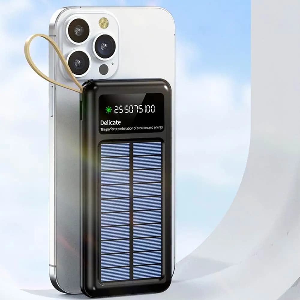 Batterie externe solaire 20000mAh avec écran digital et lampe torche – CONNECT MC-BESB02 Blanc - Vue 3