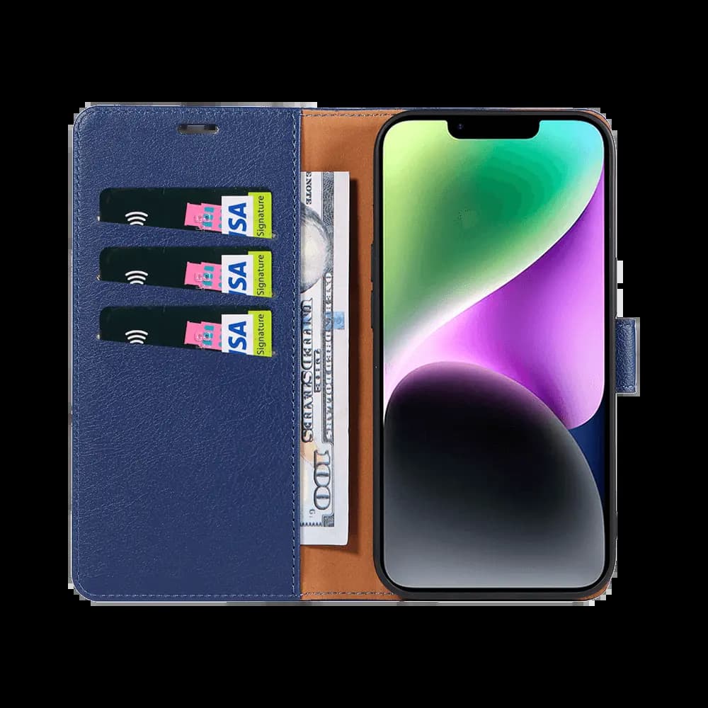 Housse folio anti-RFID iPhone 14 – PROTECT IP011 Bleu Marine - Vue 2