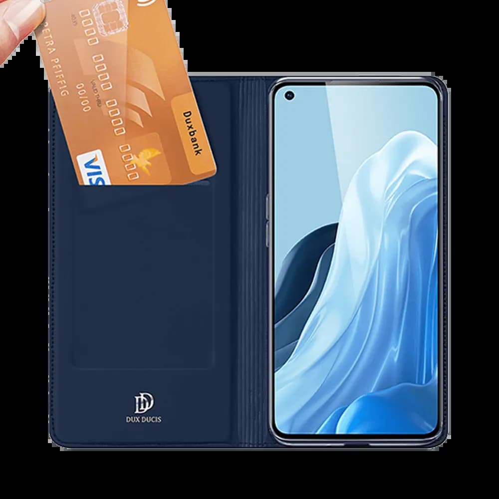 Housse folio OPPO Reno7 Pro 5G porte-carte – Dux Ducis Skin Pro Bleu - Vue 2