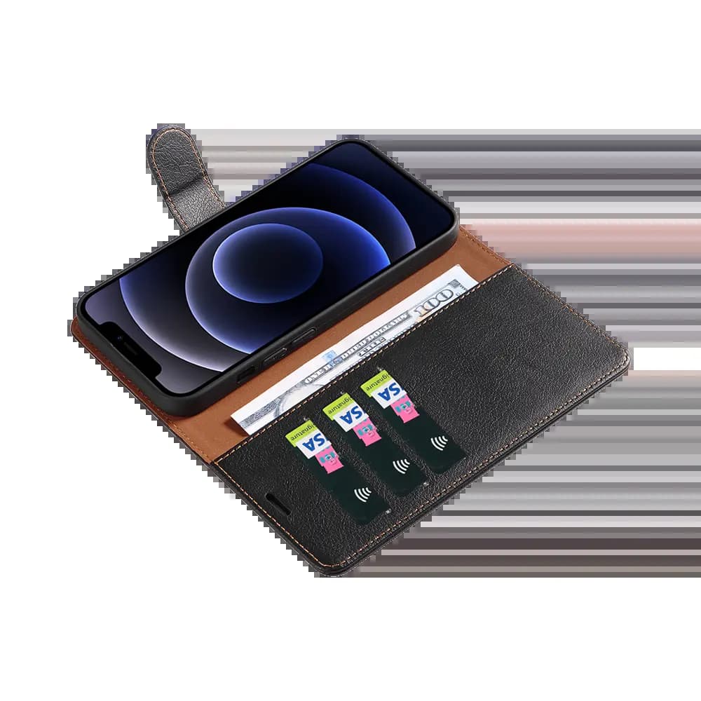 Housse folio anti-RFID iPhone 12 mini – PROTECT IP011 Noir - Vue 3