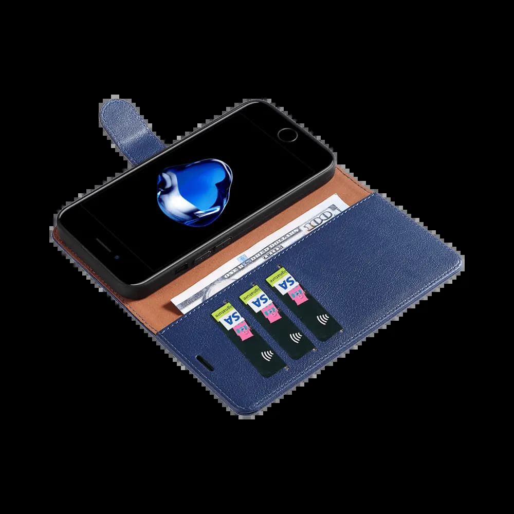 Housse folio anti-RFID iPhone 7 / 8 / SE – PROTECT IP011 Bleu Marine - Vue 4