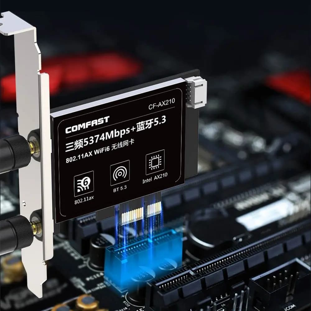 Carte WiFi PCI-E Comfast Wifi 6 + Bluetooth (5374 Mbps) - Vue 2