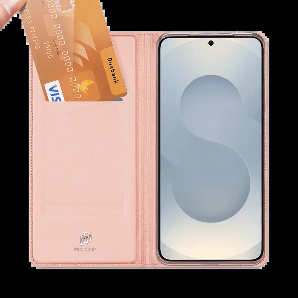 Housse folio Samsung Galaxy S25+ porte-carte – Dux Ducis Skin Pro Rose - Vue 3