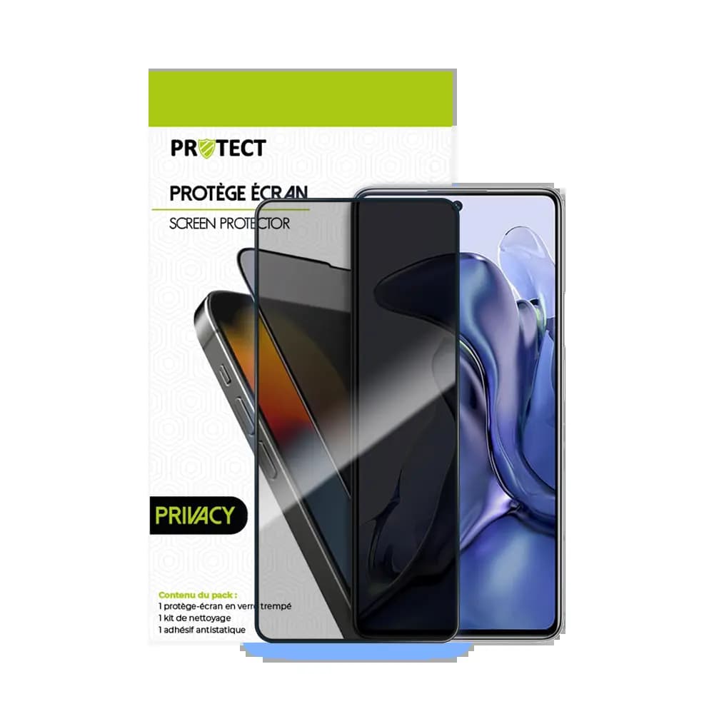 Verre trempé anti-espions 9H – Xiaomi 11T 5G – PROTECT Transparent - Vue 2