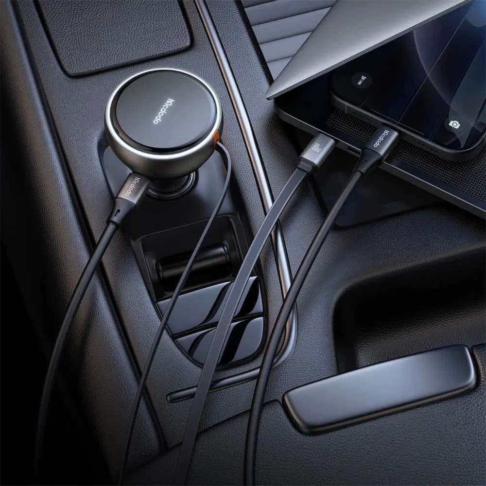 Chargeur allume-cigare 80W avec câble rétractable - Mcdodo Noir - Vue 4