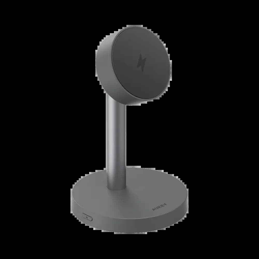 Station de charge sans fil Aukey Qi2.2 25W pour iPhone - Gris