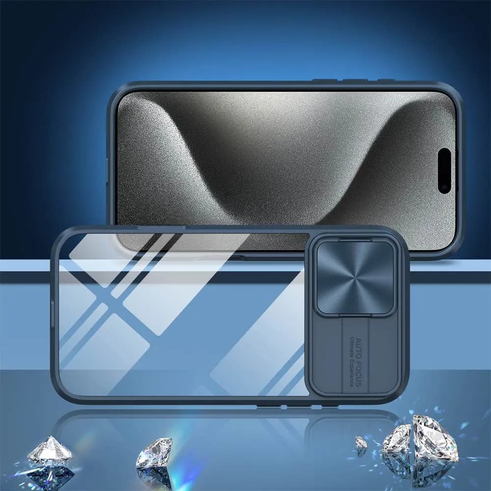 Coque avec cache caméra – iPhone 15 Pro – PROTECT IE027 Bleu Marine - Vue 2