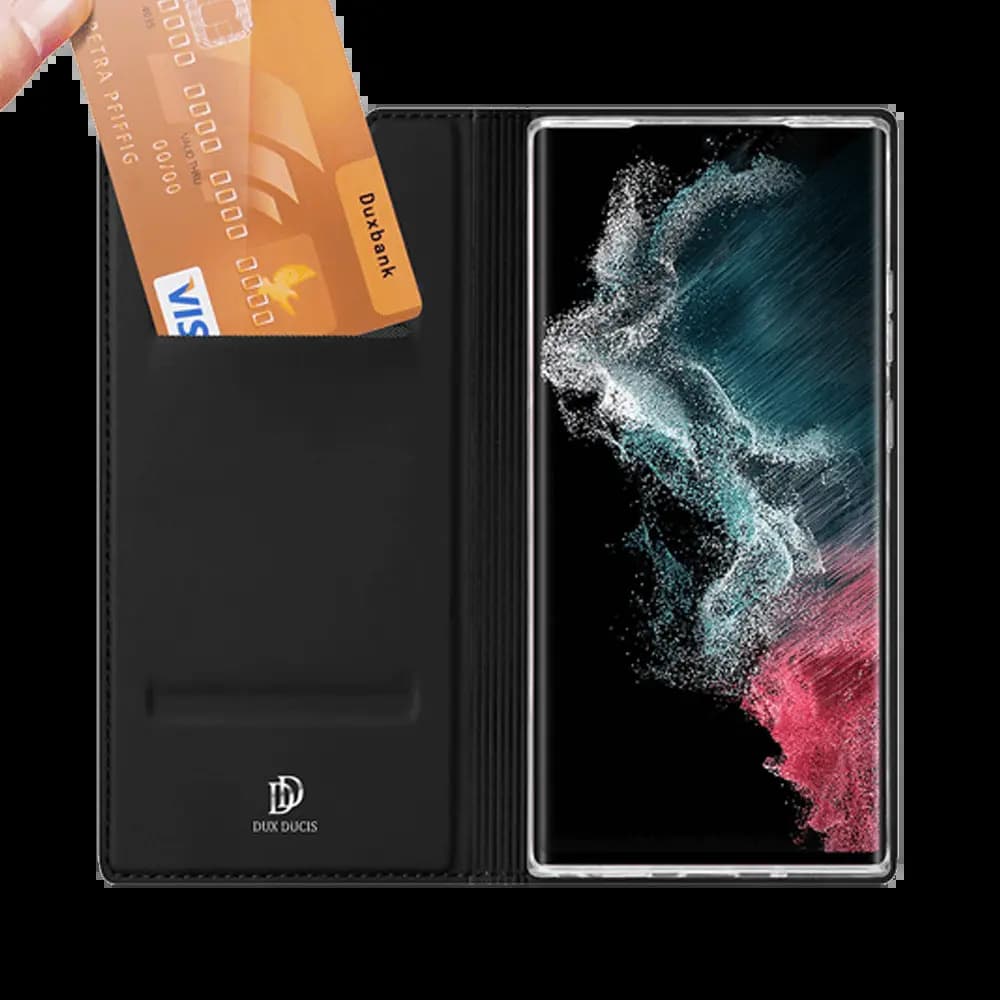 Housse folio Samsung Galaxy S22 Ultra porte-carte – Dux Ducis Skin Pro Noir - Vue 2