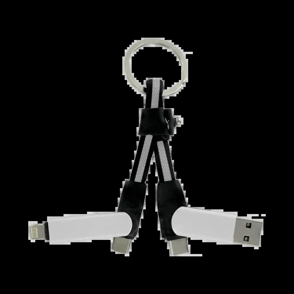 Porte-Clés Multi-Câbles 5 en 1 (Lightning + 2x USB-C + USB-A) Argent - Vue 2