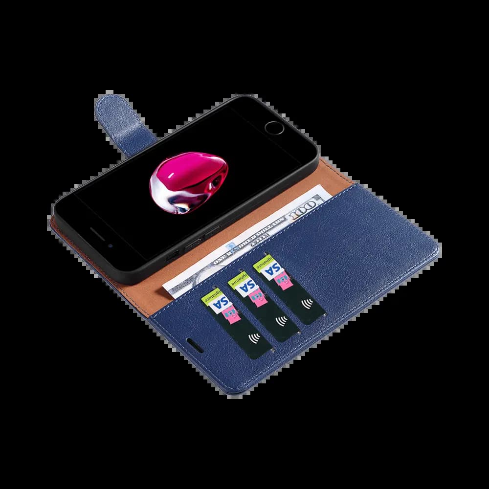 Housse folio anti-RFID iPhone 7 Plus / 8 Plus – PROTECT IP011 Bleu Marine - Vue 3