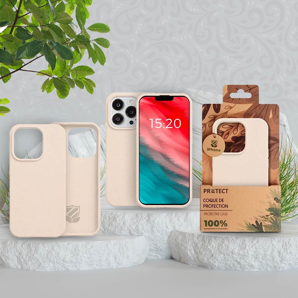 Coque bio iPhone 14 Pro Max - PROTECT Rose - Vue 3