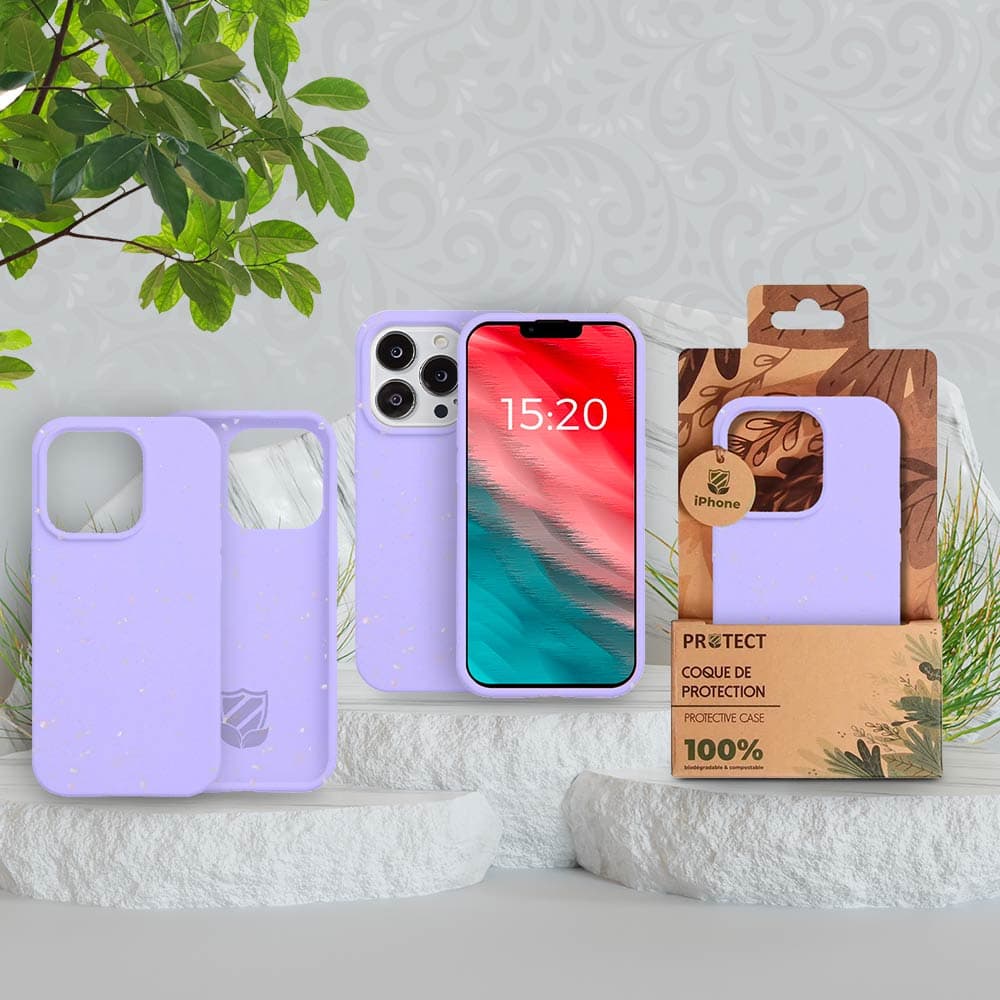 Coque bio iPhone 14 Pro - PROTECT Violet Clair - Vue 3