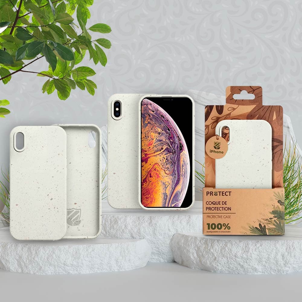 Coque bio iPhone XS Max - PROTECT Blanc - Vue 3