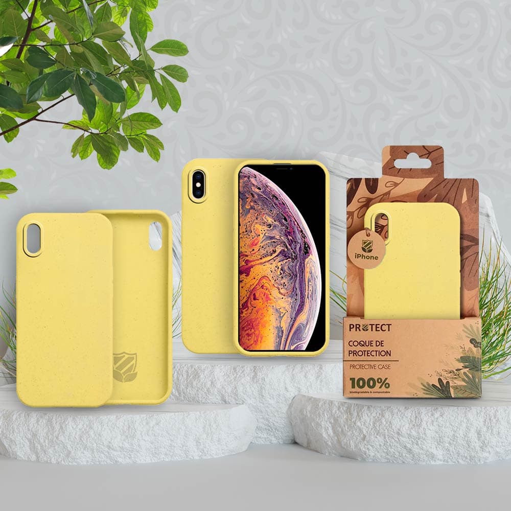 Coque bio iPhone X / XS - PROTECT Jaune - Vue 3
