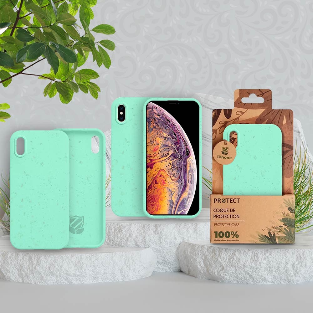 Coque bio iPhone XS Max - PROTECT Vert Menthe - Vue 3