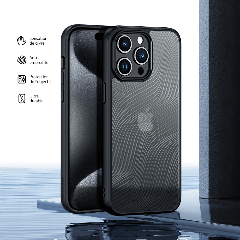 Coque anti-chocs finition mate – iPhone 15 Pro – Dux Ducis Aimo Noir - Vue 3