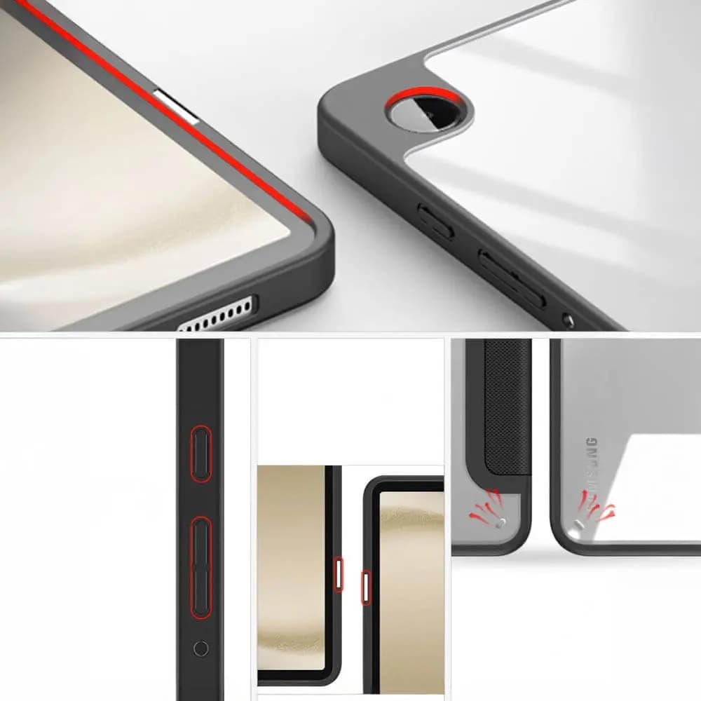 Housse folio Samsung Galaxy Tab A9 avec dos transparent - Dux Ducis Toby Noir - Vue 4