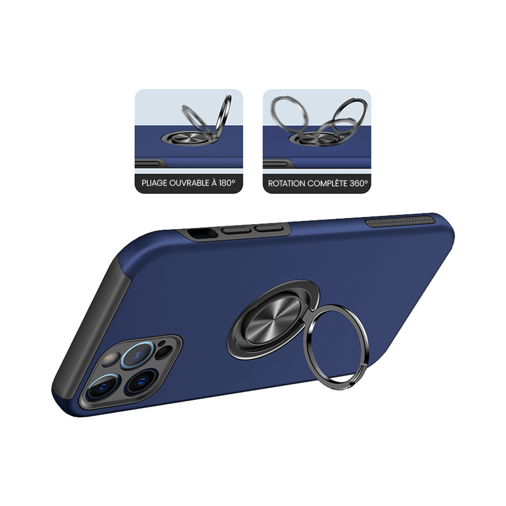 Coque de protection iPhone 12 Pro avec anneau rotatif – PROTECT IE013 Bleu - Vue 3