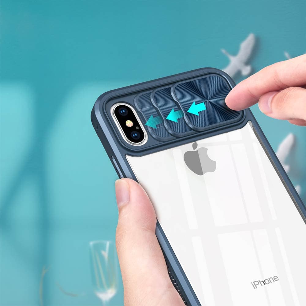 Coque avec cache caméra – compatible iPhone X / XS – PROTECT IE027 Bleu Marine - Vue 3