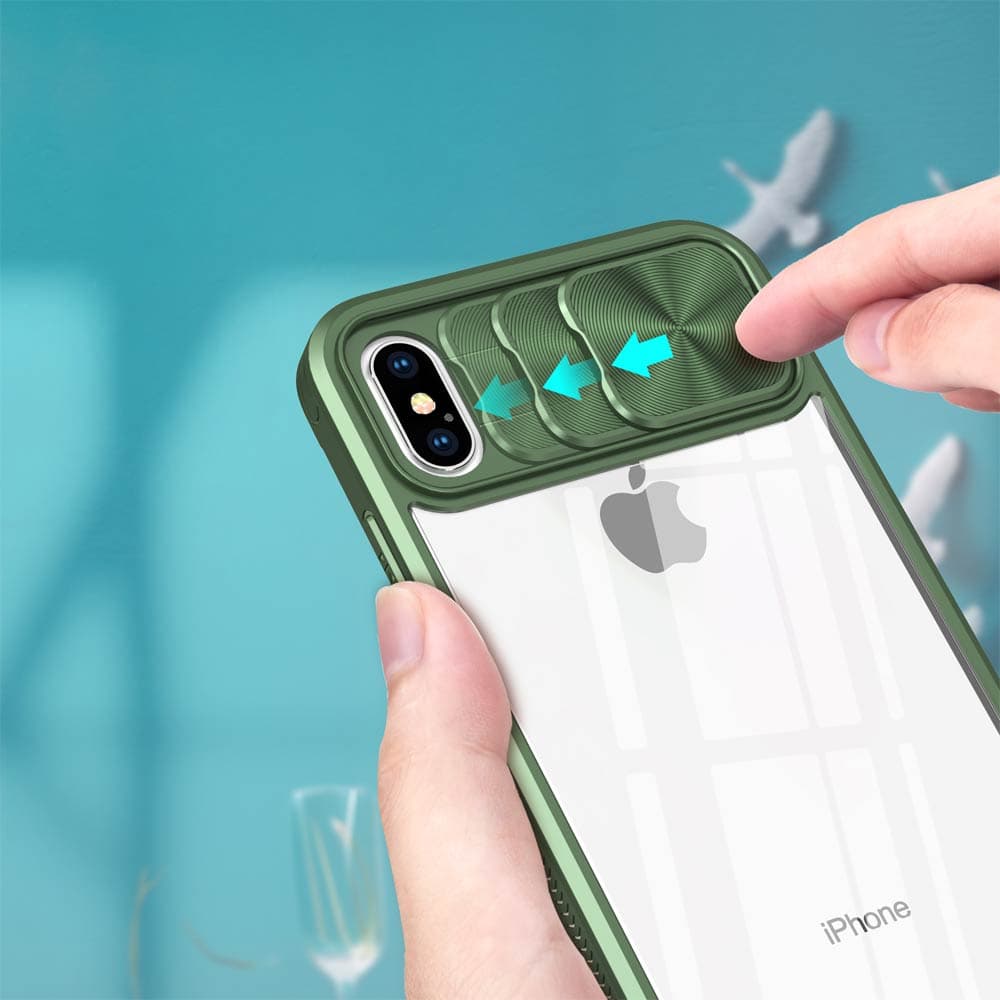 Coque avec cache caméra – compatible iPhone X / XS – PROTECT IE027 Vert Foncé  - Vue 3