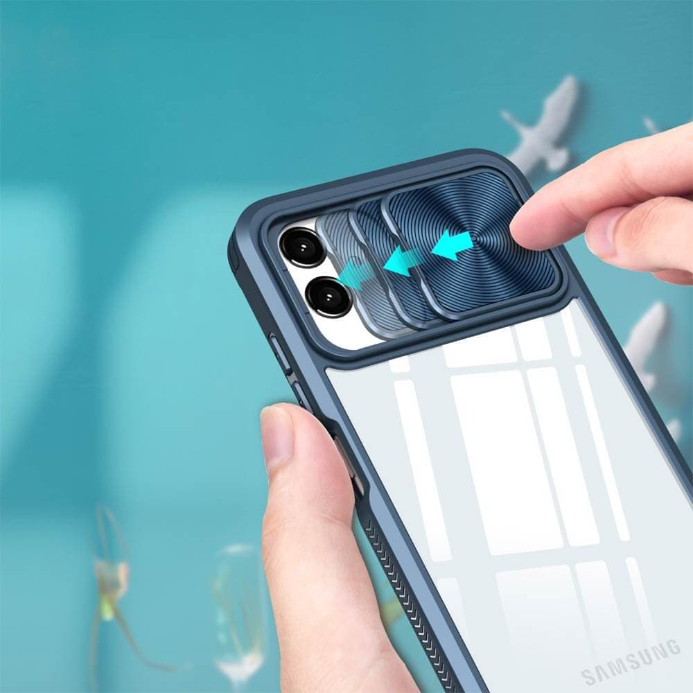 Coque avec cache caméra – Samsung Galaxy A04e – PROTECT IE027 Bleu Marine - Vue 3