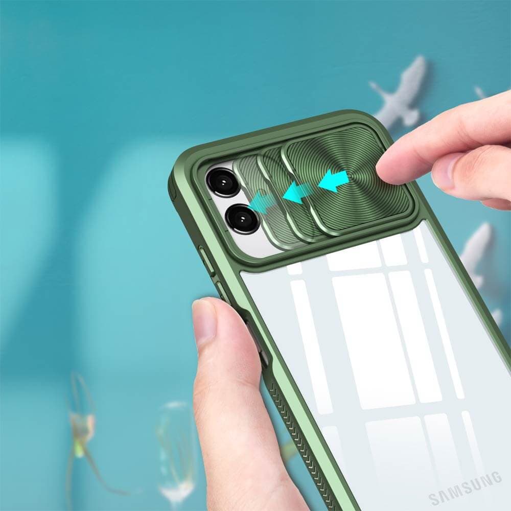 Coque avec cache caméra – Samsung Galaxy A04e – PROTECT IE027 Vert Foncé - Vue 3