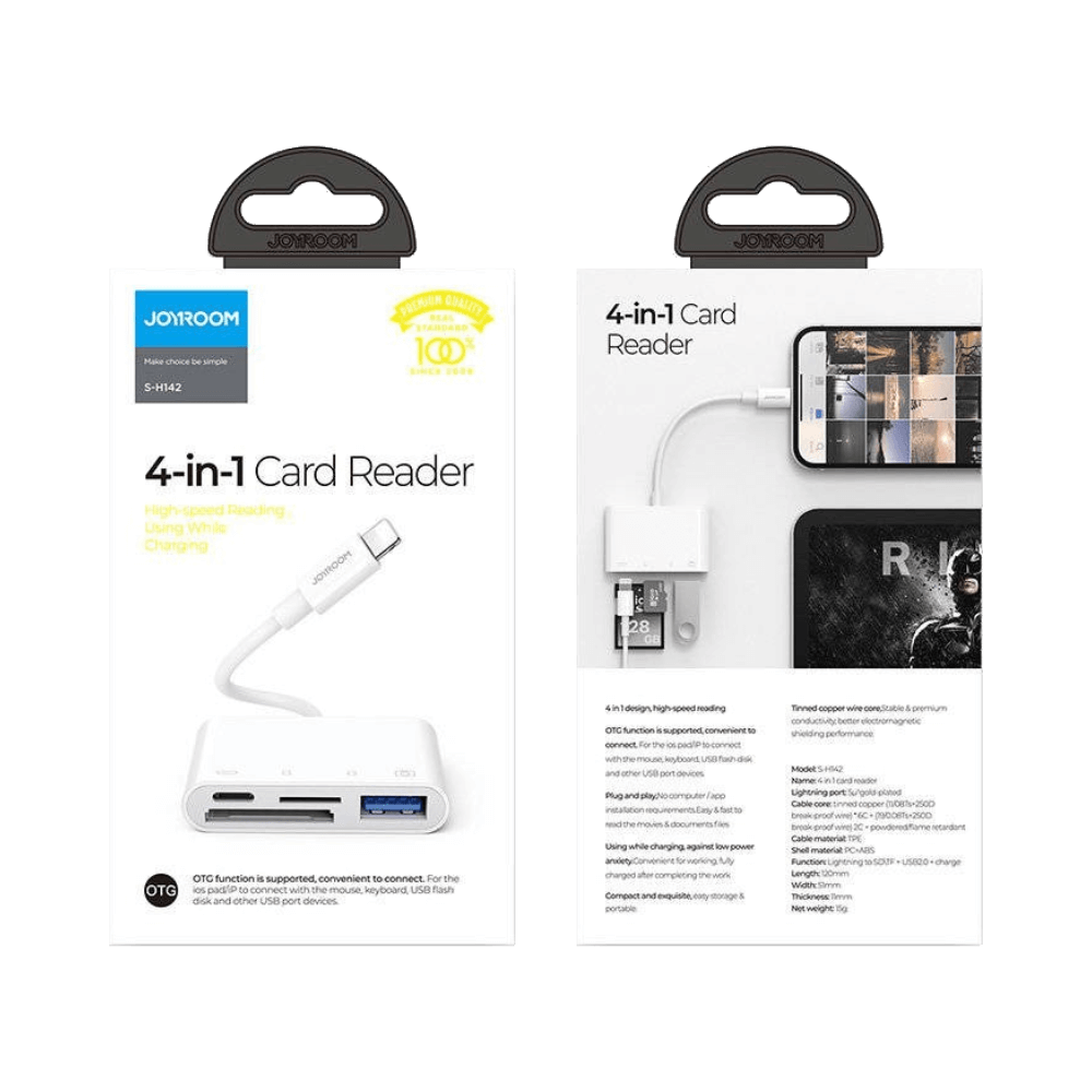 Adaptateur OTG Lightning vers USB2.0 + SD + TF + Lightning - JOYROOM Blanc - Vue 2