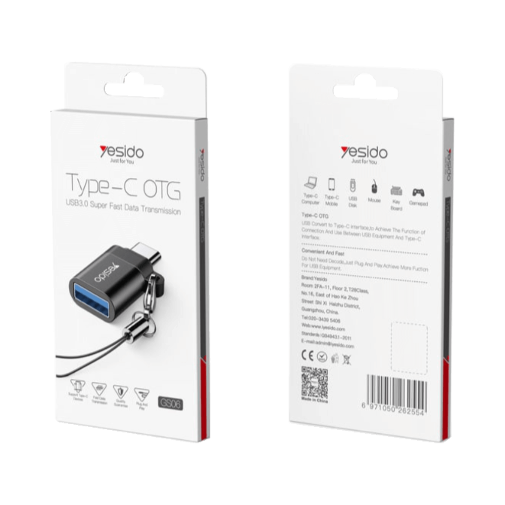 Adaptateur OTG USB femelle vers USB-C mâle Yesido - Vue 3