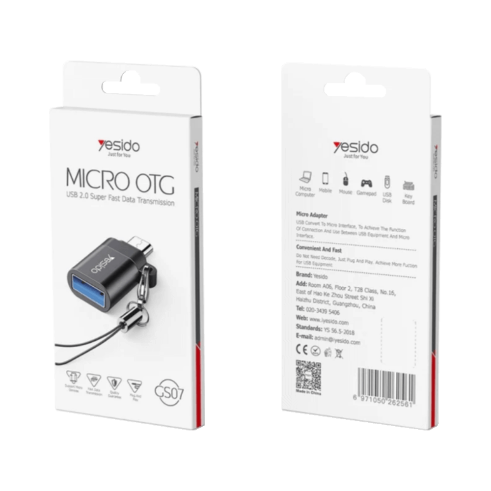 Adaptateur OTG USB femelle vers Micro USB mâle - Yesido GS07 - Vue 2