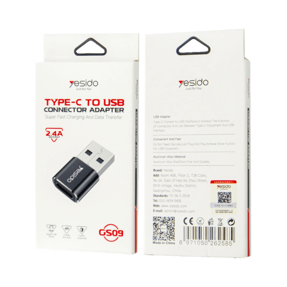 Adaptateur OTG USB-C femelle vers USB mâle - Yesido GS09 - Vue 3