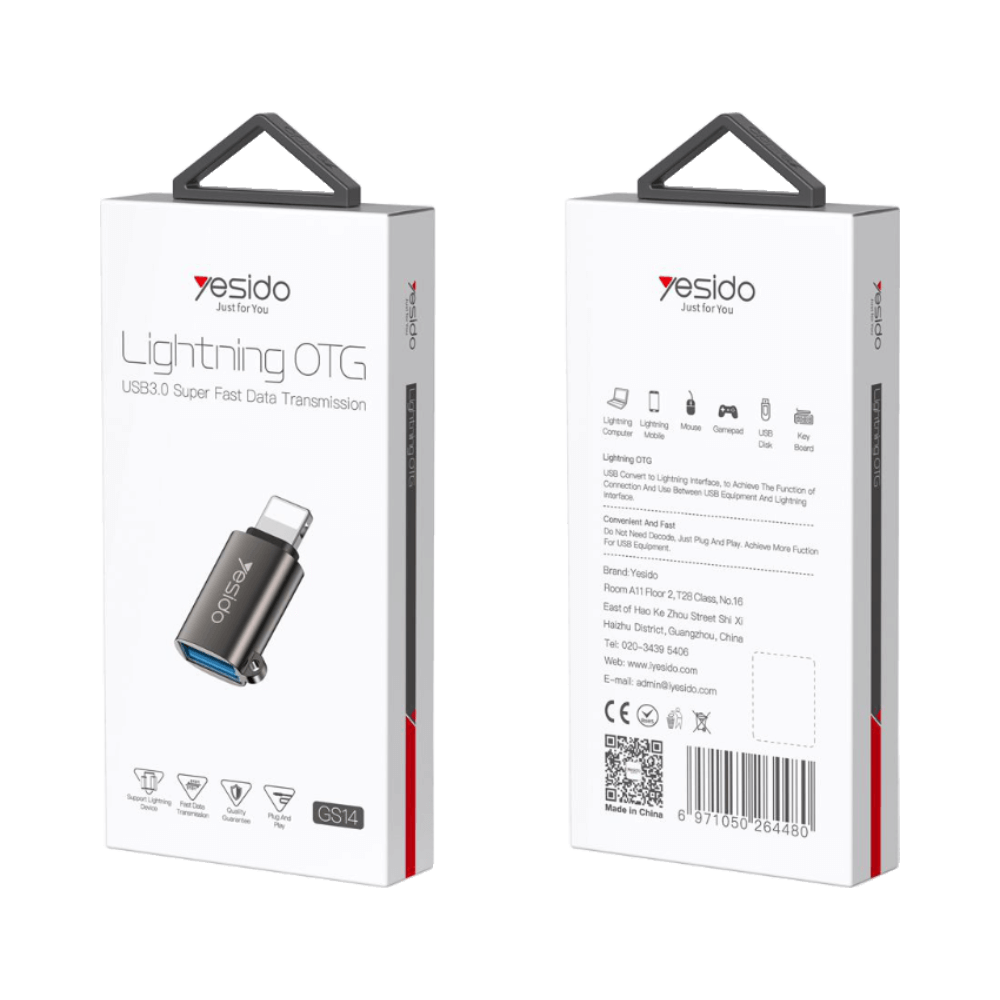 Adaptateur OTG USB femelle vers Lightning mâle - Yesido GS14 - Vue 4