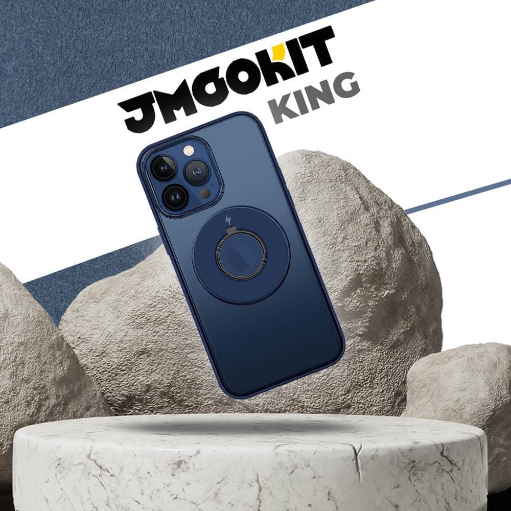 Coque MagSafe avec support anneau – Apple iPhone 14 Pro Max – JMGOKIT King Bleu Marine - Vue 2
