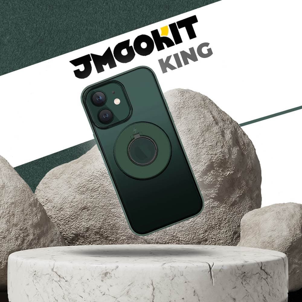 Coque MagSafe avec support anneau – Apple iPhone 12 – JMGOKIT King Vert Foncé - Vue 2