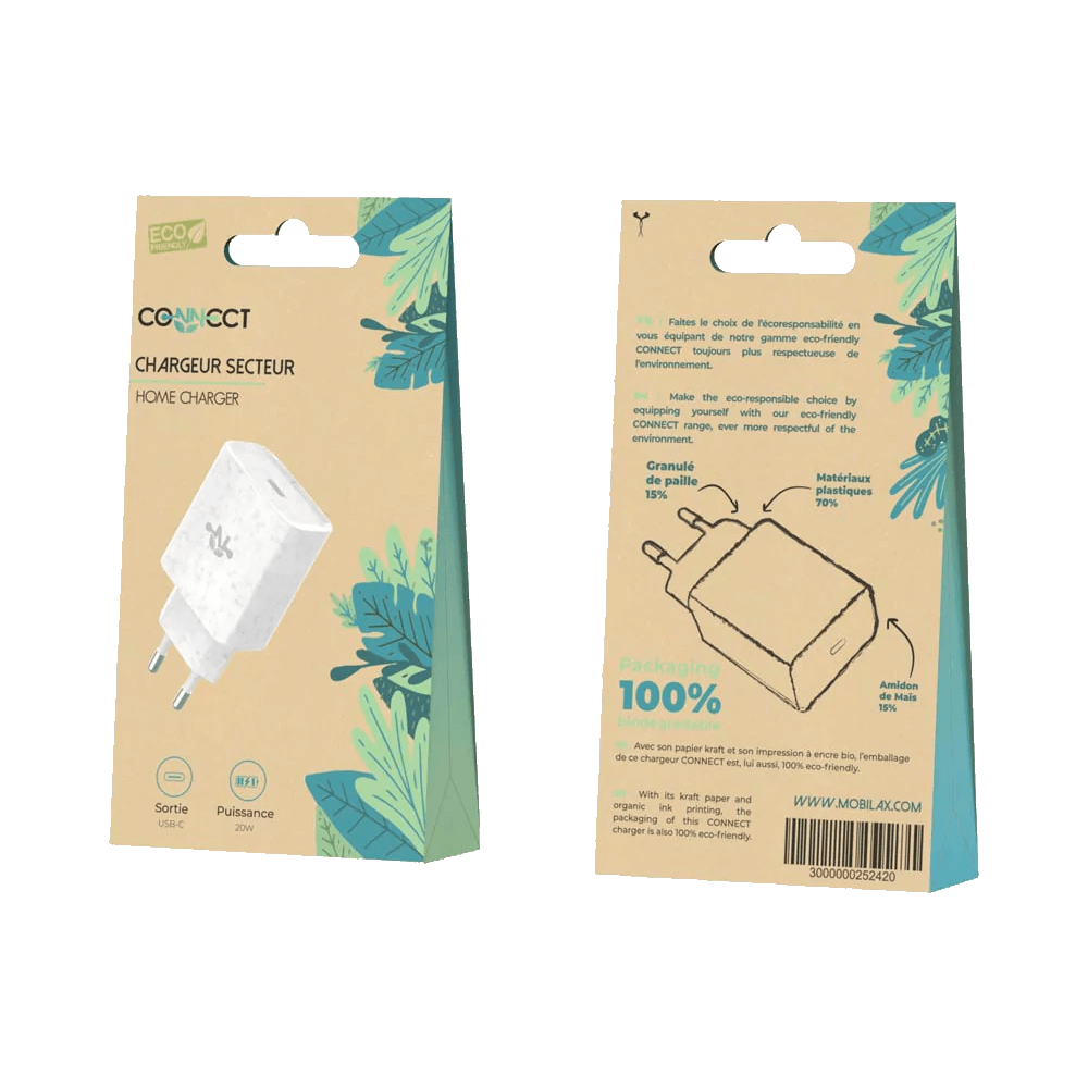 Chargeur secteur éco-friendly 20W USB-C – CONNECT Beige - Vue 14