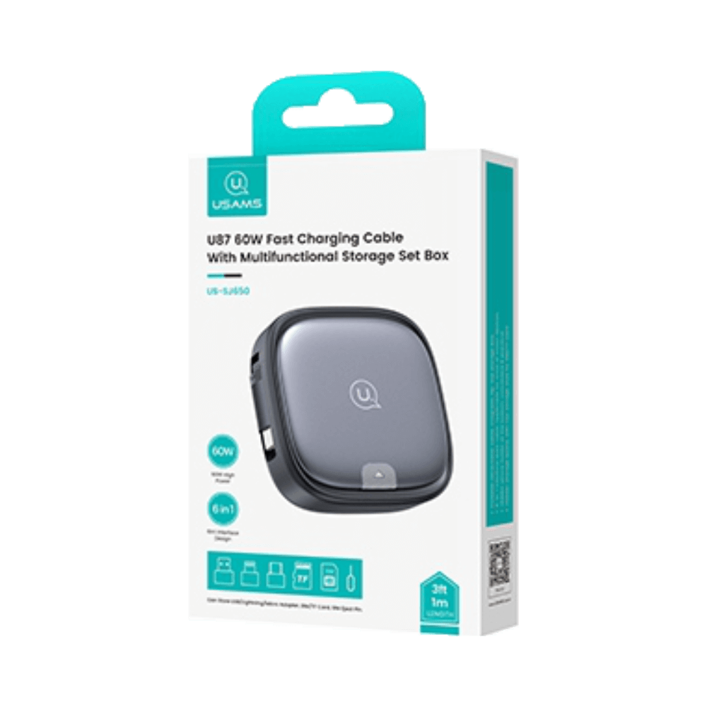 Kit d'Accessoires 6 en 1 (Câble Rétractable USB-C 60W + 3 Adaptateurs) Usams Noir - Vue 48