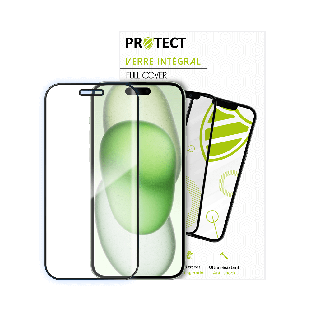 Verre trempé intégral 5D 9H – protection écran Apple iPhone 15 Plus – PROTECT Noir - Vue 2