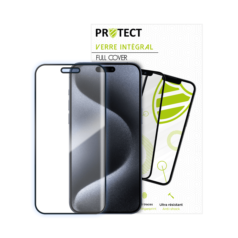 Verre trempé intégral 5D 9H – protection écran Apple iPhone 15 Pro Max – PROTECT Noir - Vue 2