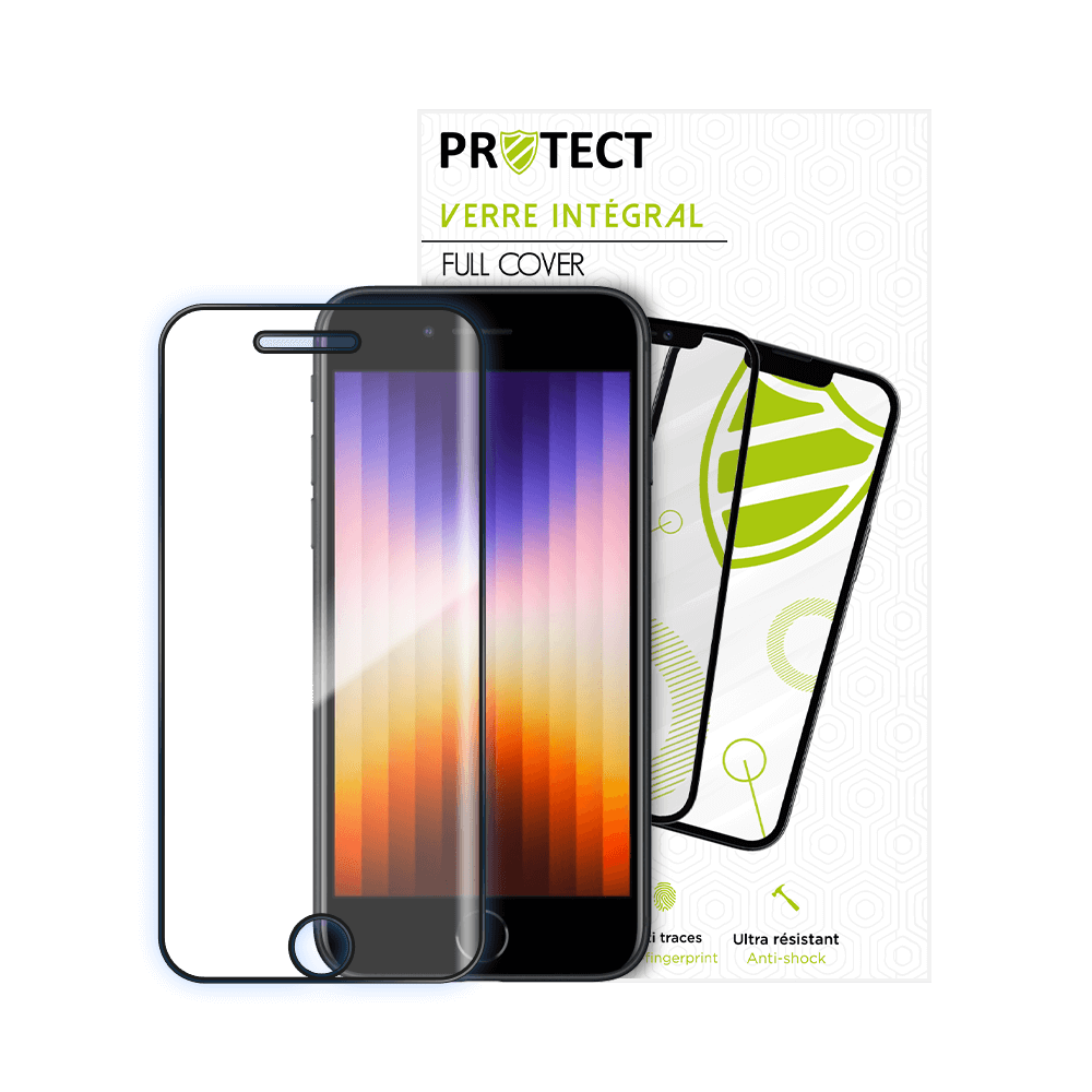 Verre trempé intégral 5D 9H – protection écran compatible Apple iPhone SE (2nd Gen) / SE (3e Gen) – PROTECT Noir - Vue 2
