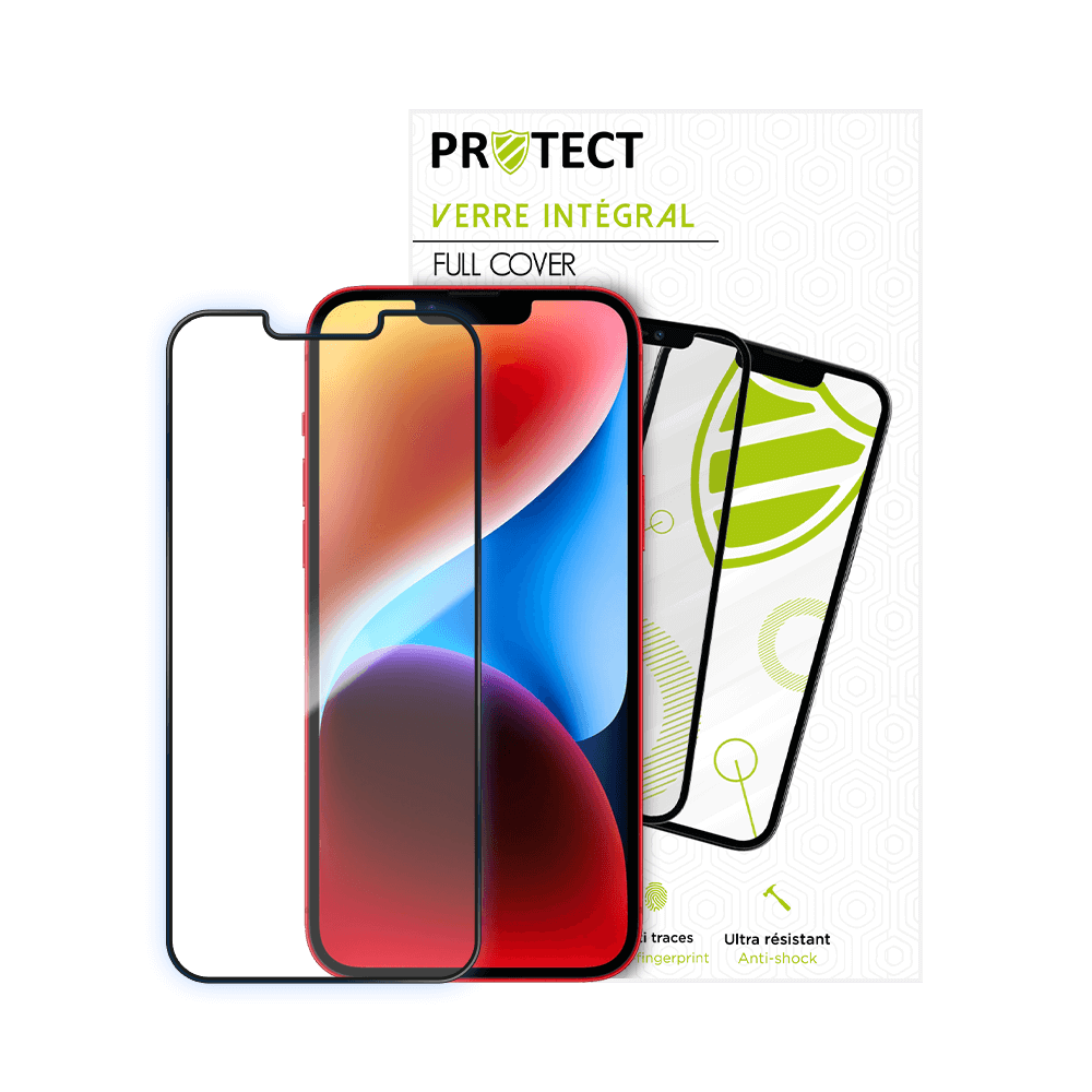 Verre trempé intégral iPhone 13 Pro / 13 / 14 / 16e / 17e protection écran 9H – PROTECT Noir - Vue 2