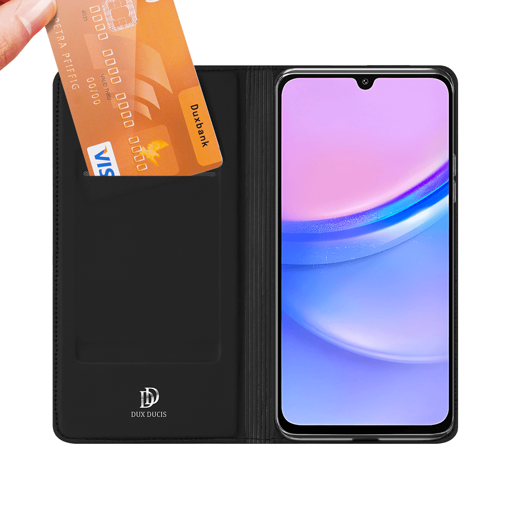 Housse folio Samsung Galaxy A15 5G porte-carte – Dux Ducis Skin Pro Noir - Vue 2
