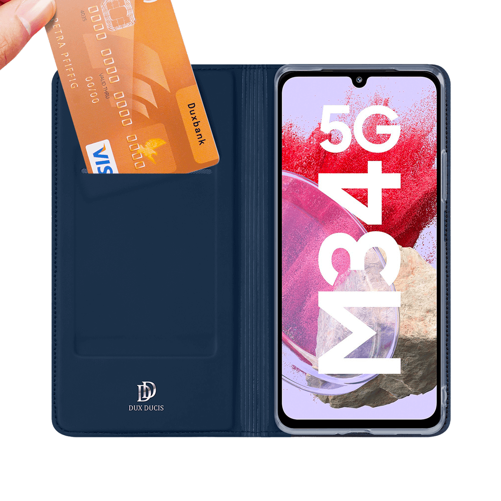 Housse folio Samsung Galaxy M34 5G porte-carte – Dux Ducis Skin Pro Bleu - Vue 2