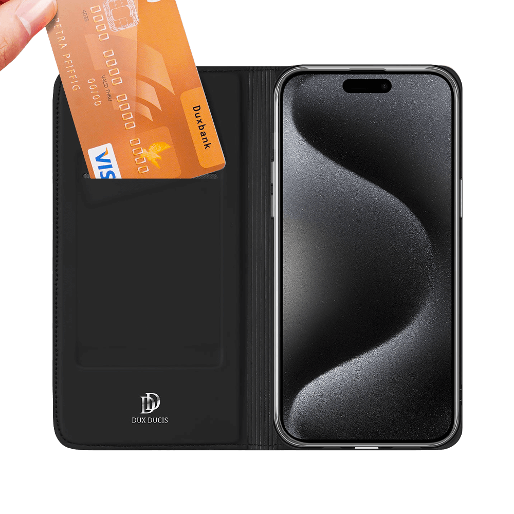 Housse folio iPhone 15 Pro porte-carte – Dux Ducis Skin Pro Bleu - Vue 2