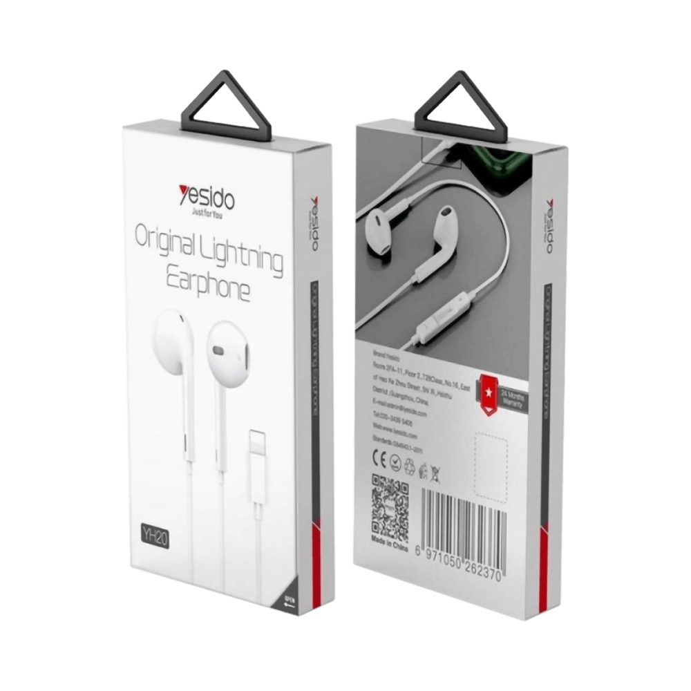 Écouteurs filaires Lightning (connexion directe) pour iPhone - Yesido YH20 Blanc - Vue 2