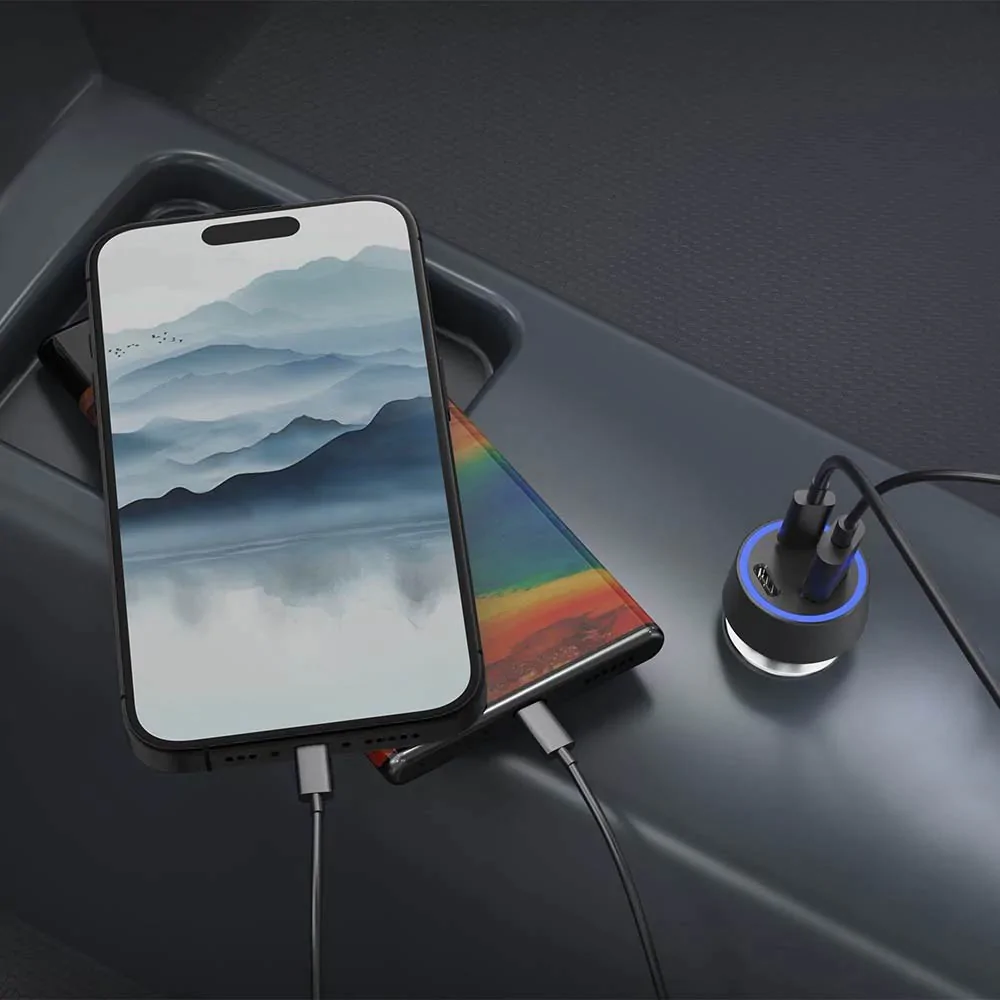 Chargeur Allume-Cigare 58W CONNECT (2x USB-C PD + USB QC3.0) Noir - Vue 2