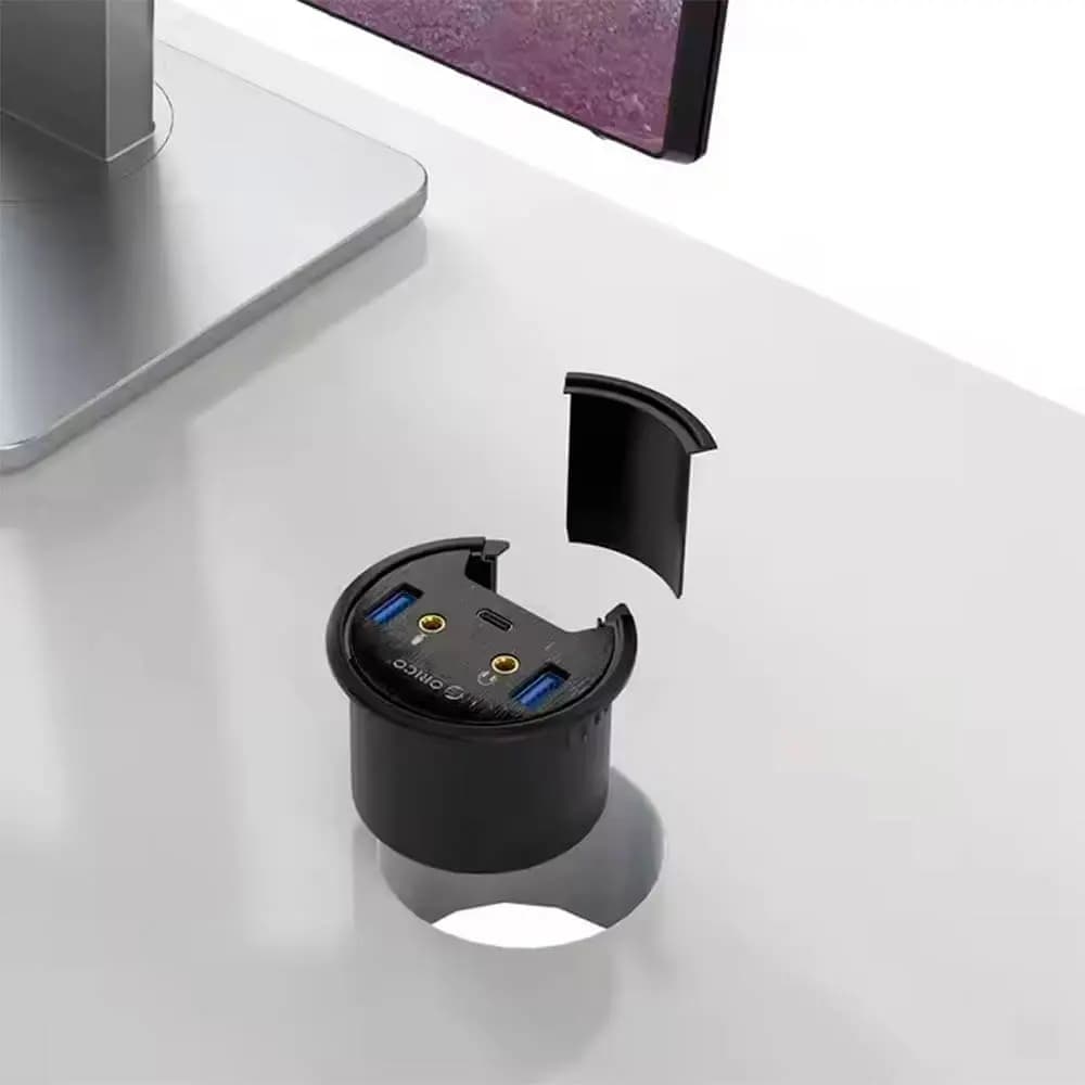Hub passe-câbles de bureau - USB 3.0 & USB-C - Orico DESK-2U1C Noir - Vue 2