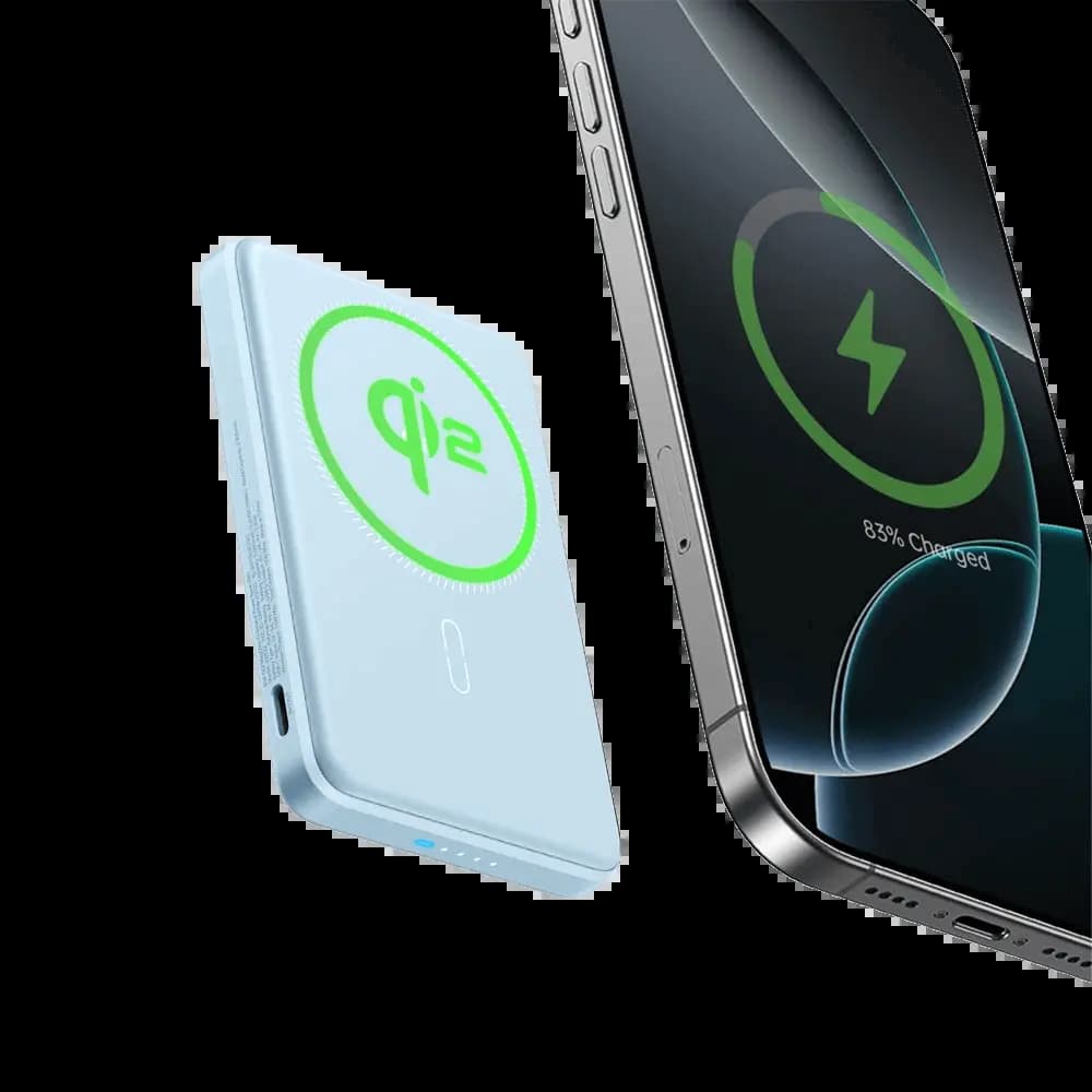 Batterie externe sans fil 15W magnétique 5000mAh charge rapide – ESR MagSlim Argent - Vue 3