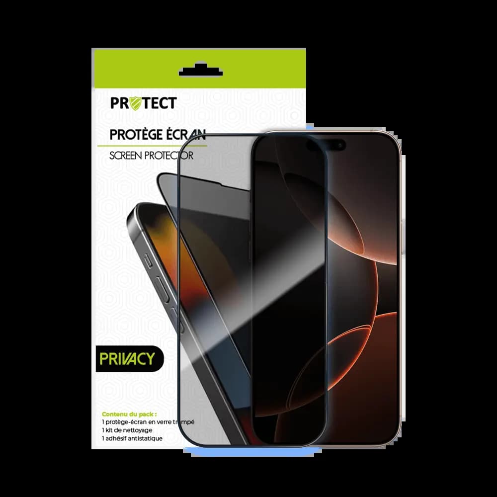 Verre trempé anti-espions 9H – Apple iPhone 16 Pro Max – PROTECT Transparent - Vue 2